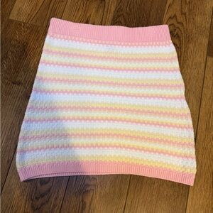 Boho knit wild fable Pink and Yellow Striped Skirt